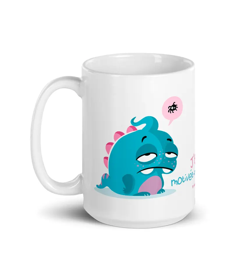 J'étais motivée-mais-presque Féminin, by Nathalie Jomard - Mug Blanc Brillant