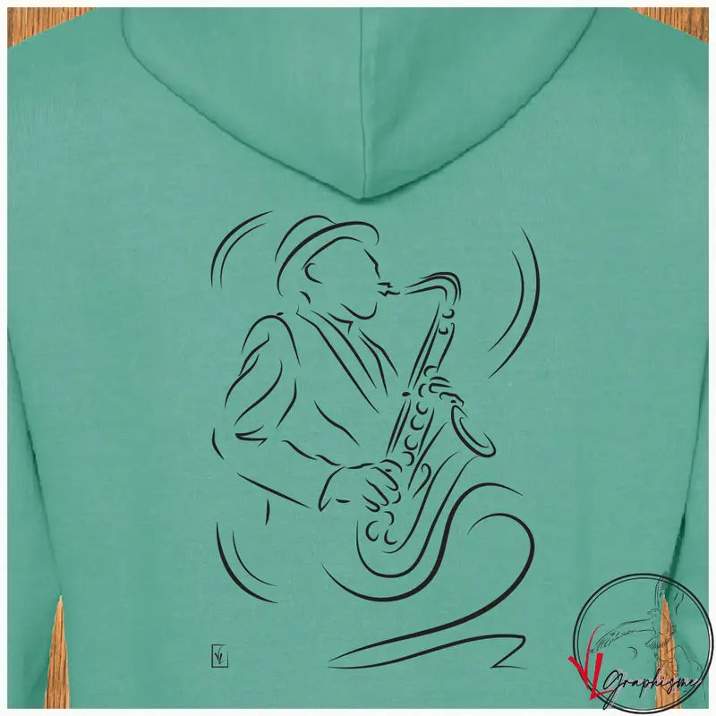 Joueur saxophone Graphisme sur Sweat-Shirt