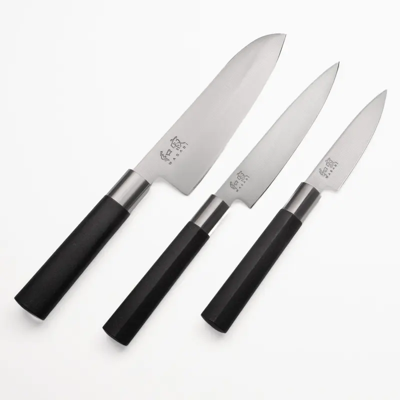 Juego 3 Cuchillos Japoneses KAI Wasabi Black