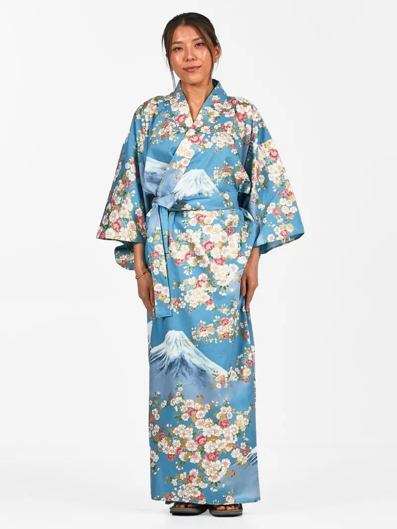 Kimono Yukata Fujisan no Sakura Mujer