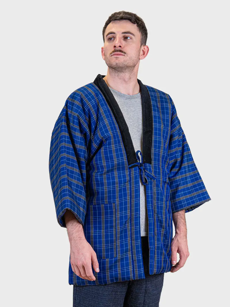 Kurtka Hanten Męska Krata Kōshi - Niebieska