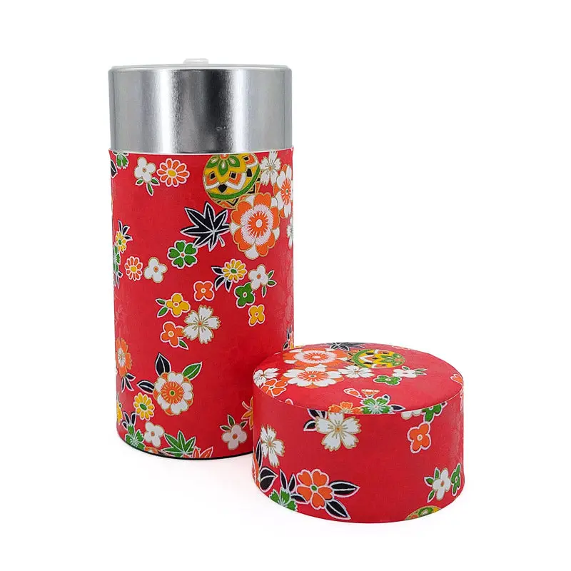 Lata de Té Papel Washi Rojo