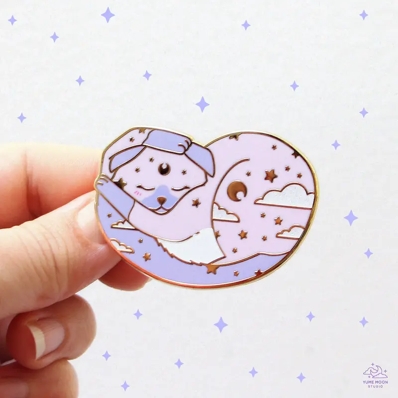 Lavender Dreaming Cat Enamel Pin