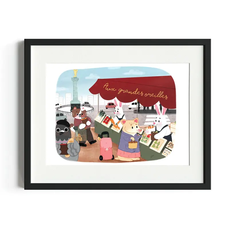 Le Marche de Bastille - The Paris of Animals - A4 & A5 Print