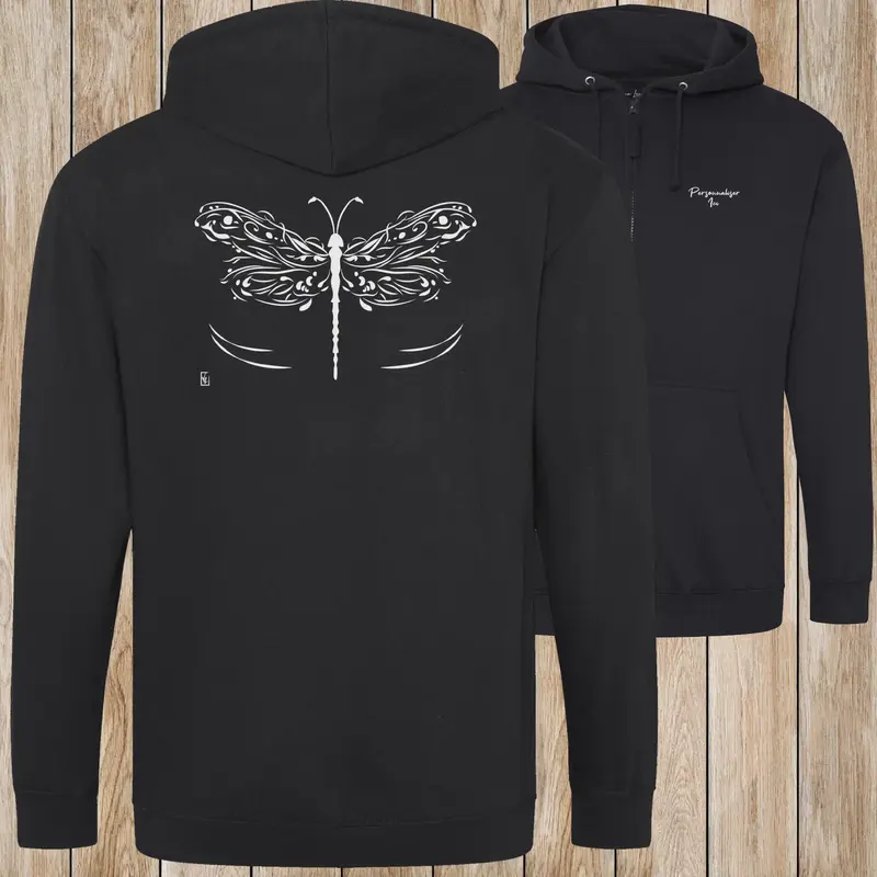 les ailes déployées d'une Libellule sur une Veste zip - Personnalisable - VGL