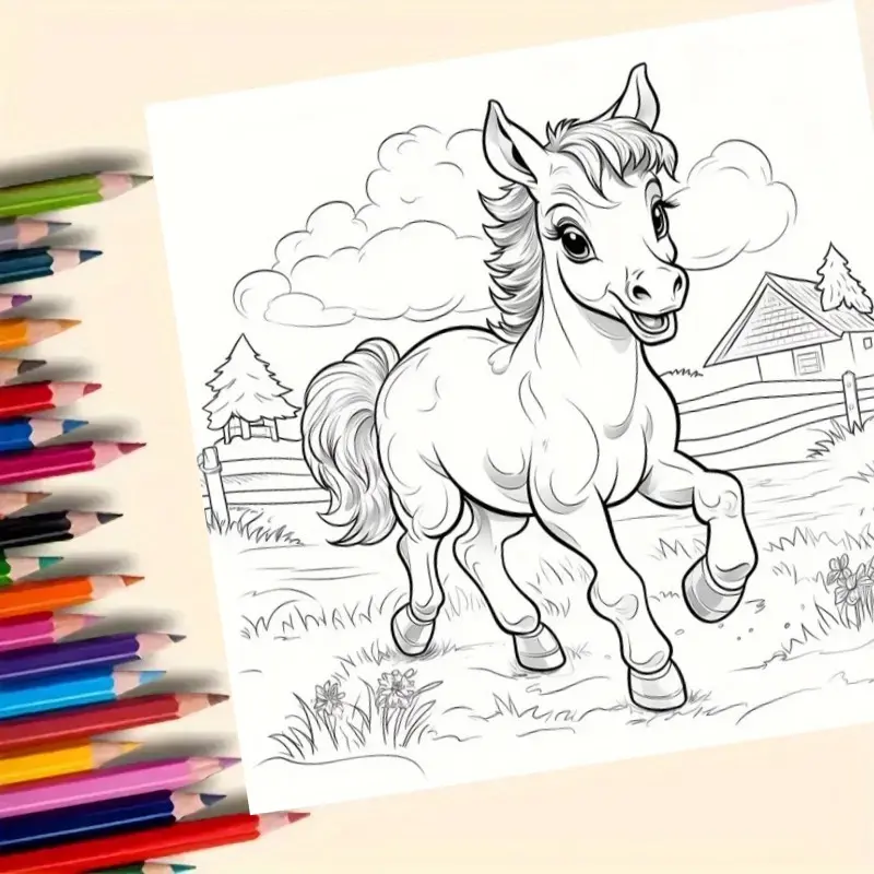 Livre de coloriage Petits chevaux - 20 pages