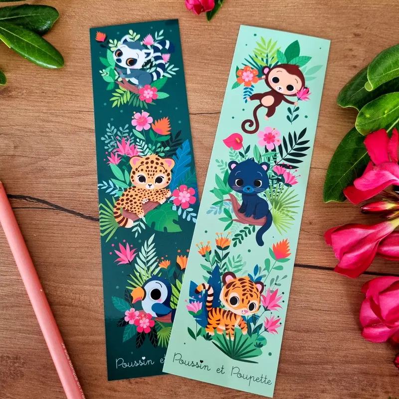 LOT 2 MARQUE-PAGES - "DANS LA JUNGLE"
