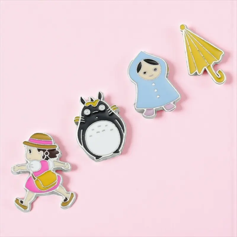 Lot de 4 Pin's Broche Email | Mignon Chat Lapin Kawaii Bleu et Blanc | Humour | Kawaii Mignon