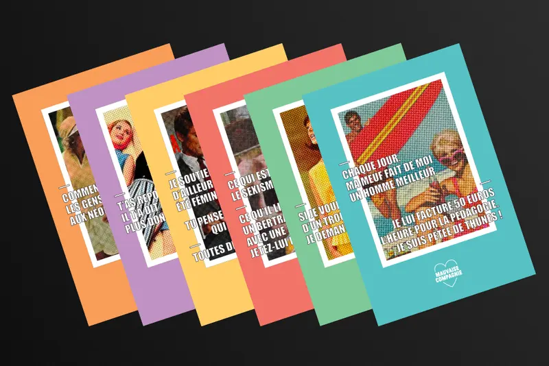 Lot de 6 cartes postales memes pastel