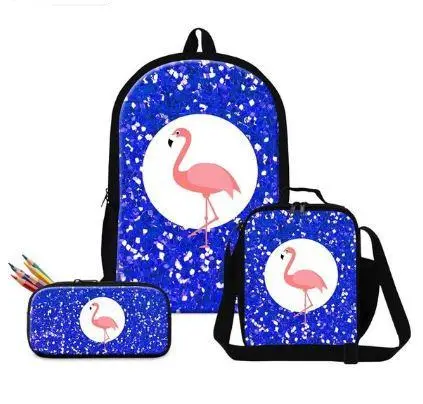 Lot de Sacs Flamant Rose Paillettes Bleu