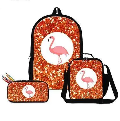 Lot de Sacs Flamant Rose Paillettes Corail