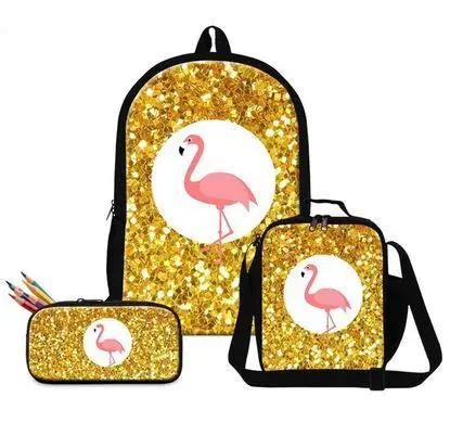 Lot de Sacs Flamant Rose Paillettes Couleur Or