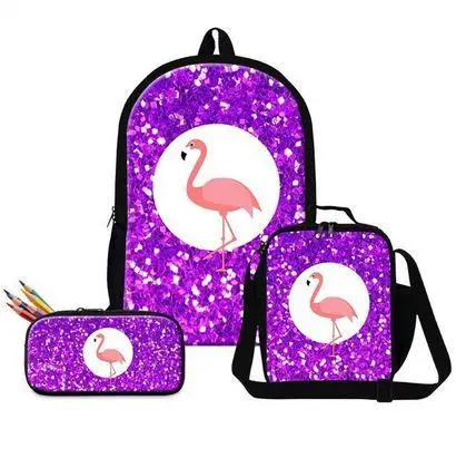 Lot de Sacs Flamant Rose Paillettes Parme