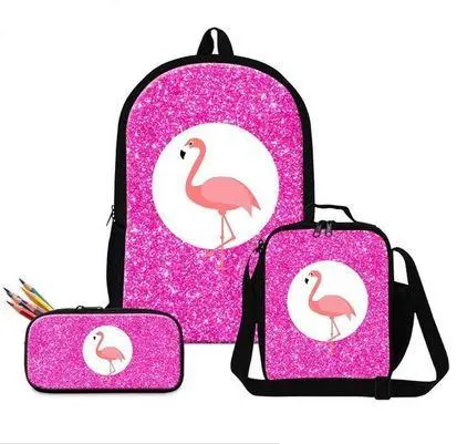 Lot de Sacs Flamant Rose Paillettes Rose