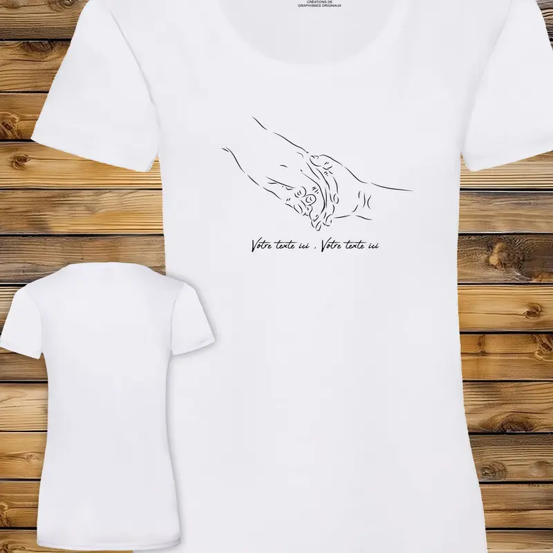 Main dans la main enfant adulte Graphisme sur T-shirt