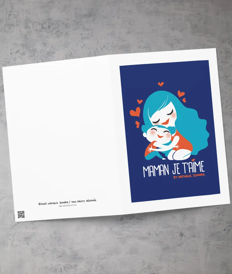 Maman je t'aime by Nathalie Jomard - Carte de vœux (bleu)
