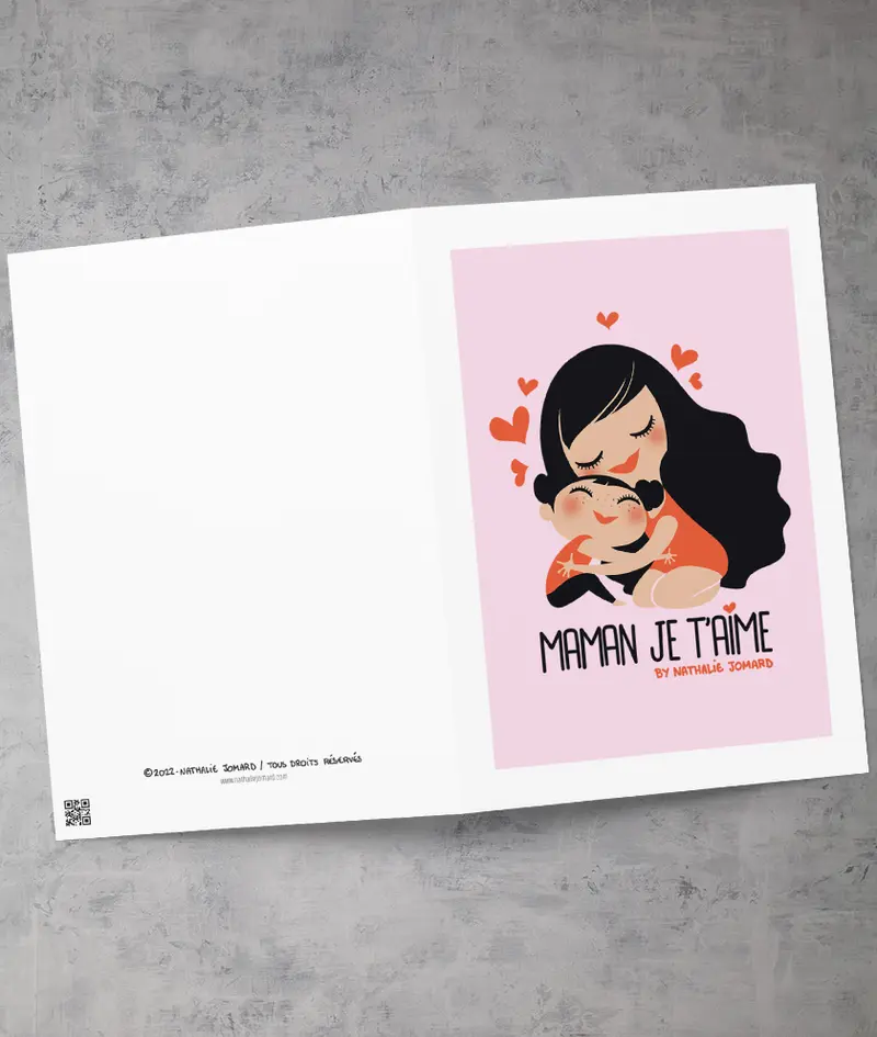 Maman je t'aime by Nathalie Jomard - Carte de vœux (rose)