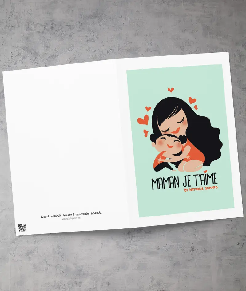 Maman je t'aime by Nathalie Jomard - Carte de vœux (vert)