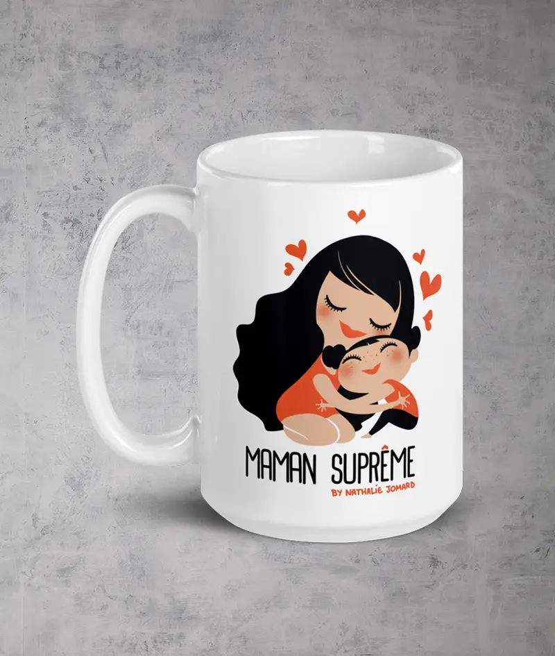 Maman suprême by Nathalie Jomard - Mug Blanc Brillant