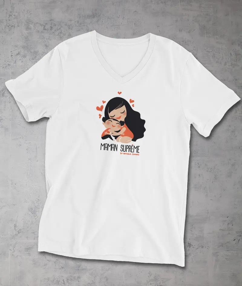 Maman suprême by Nathalie Jomard - T-shirt Unisexe à Col V