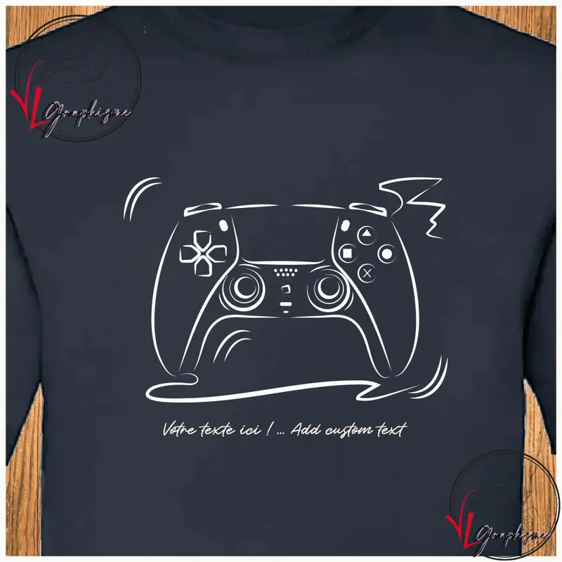 Manette PS5 Graphisme sur T-shirt -