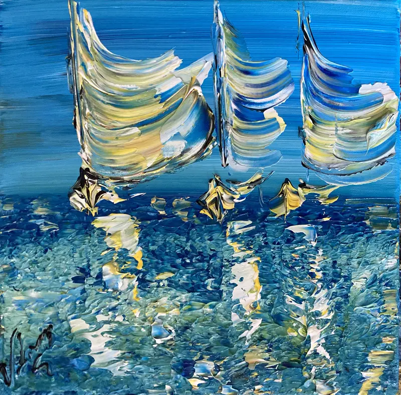 Marine Voiliers - Peinture sur toile 30x30cm