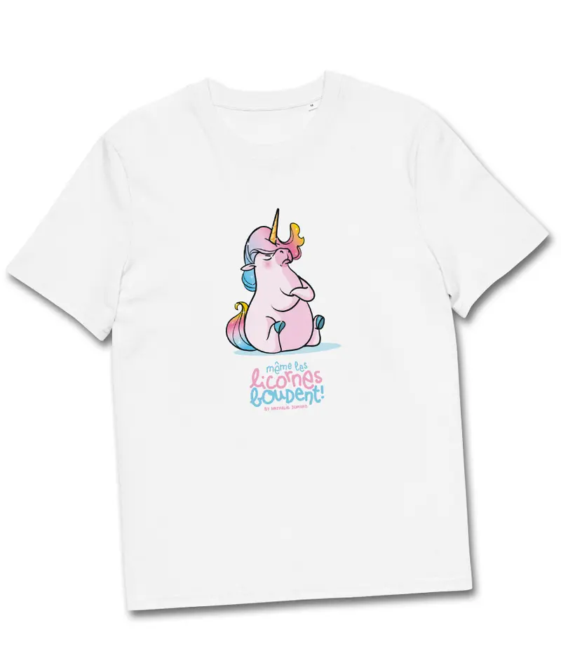 Même les licornes boudent, By Nathalie Jomard - T-shirt unisexe en coton biologique