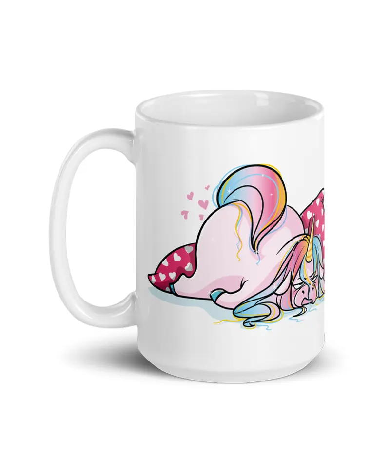 Même les licornes se lèvent du mauvais pied, by Nathalie Jomard - Mug Blanc Brillant