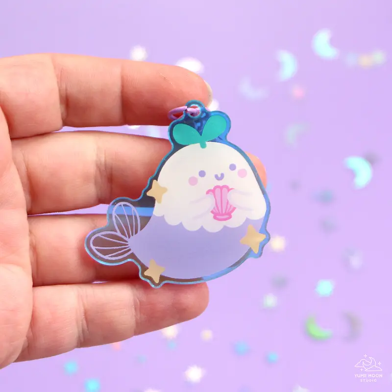 Mermaid Ghostie Iridescent Acrylic Keychain