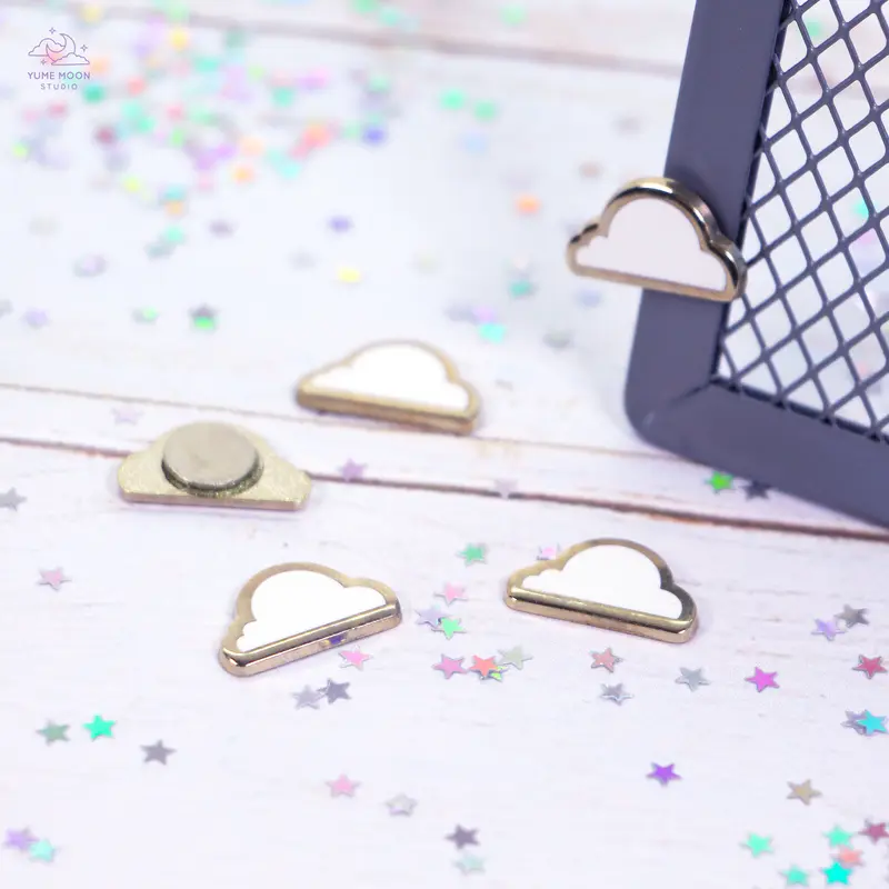 Mini Enamel Clouds Magnets - set of 4