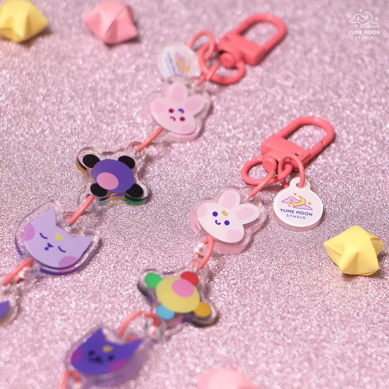 Moon friends Acrylic Linked charms Keychain