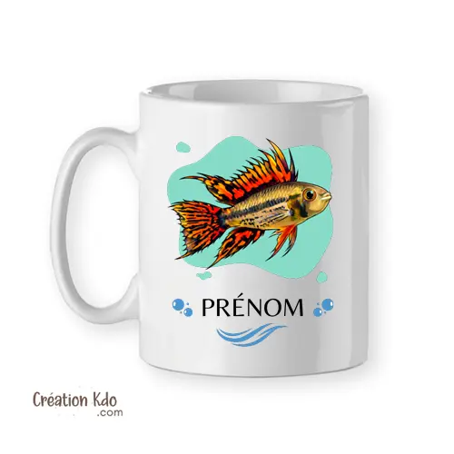Mug aquariophilie poisson Apistogramma cacatuoides Tasse céramique personnalisé prénom
