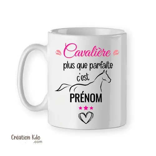 Mug Cavalière OU Cavalier plus que parfait(e) personnalisé tasse cadeau motif cheval prénom personnalisé