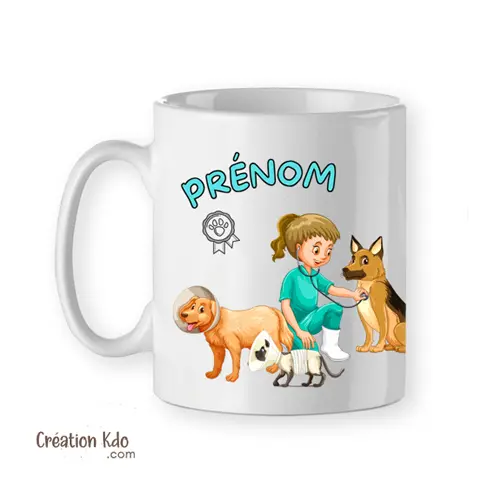 Mug Certifié(e) meilleur(e) vétérinaire de l'univers chiens et chats cadeau tasse personnalisé métier animalier
