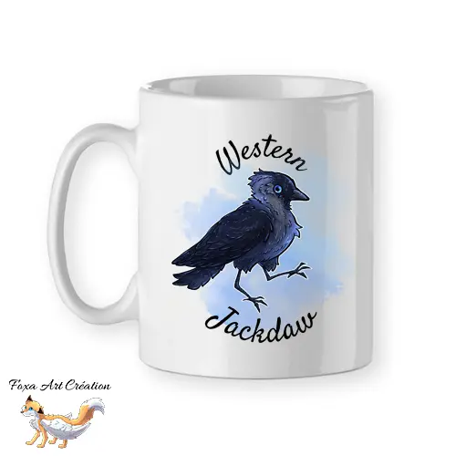 Mug Choucas des Tours, "Western Jackdaw", oiseau corvidé, tasse cadeau corbeau corneille