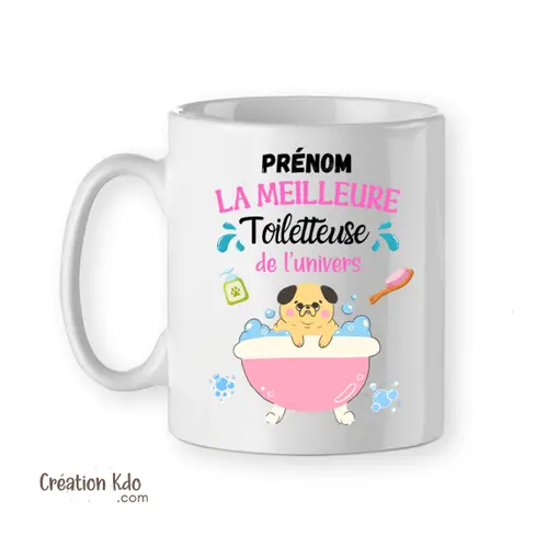 Mug la meilleure toiletteuse canin de l'univers cadeau tasse personnalisé motif chien