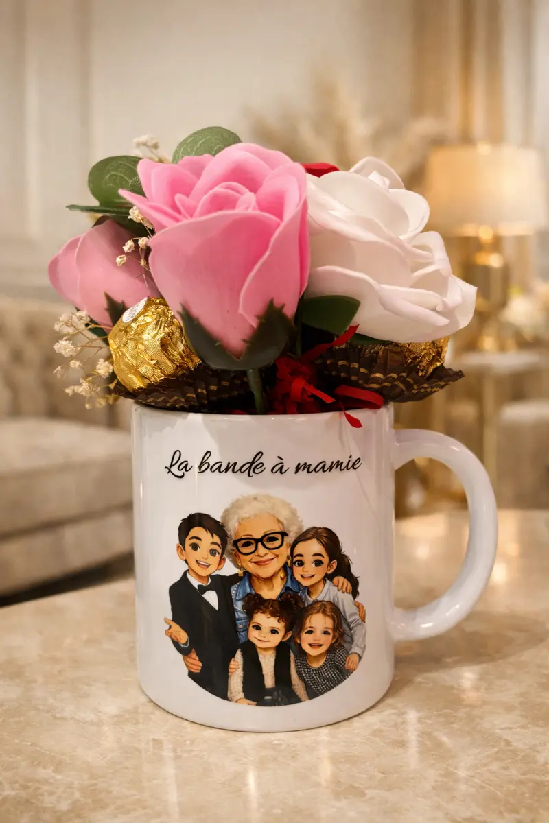 Mug personnalisé famille avec prénoms – Cadeau mamie original