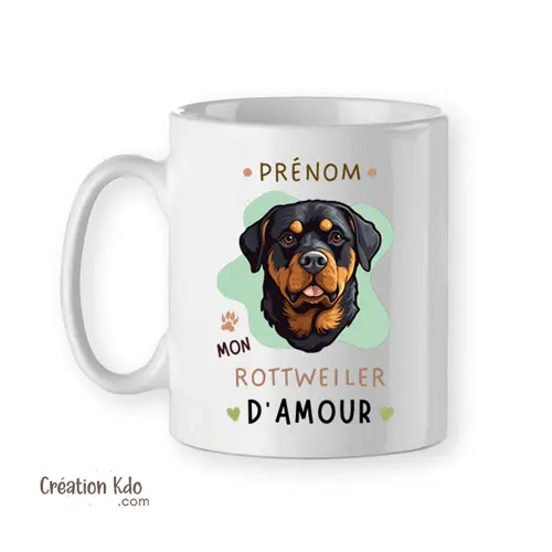 Mug Prénom mon Rottweiler d'amour Tasse personnalisée avec prénom du chien