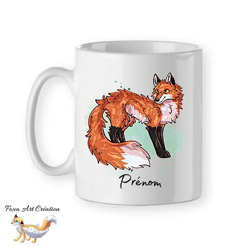 Mug Renard Roux se tenant debout, Illustration, tasse cadeau personnalisable