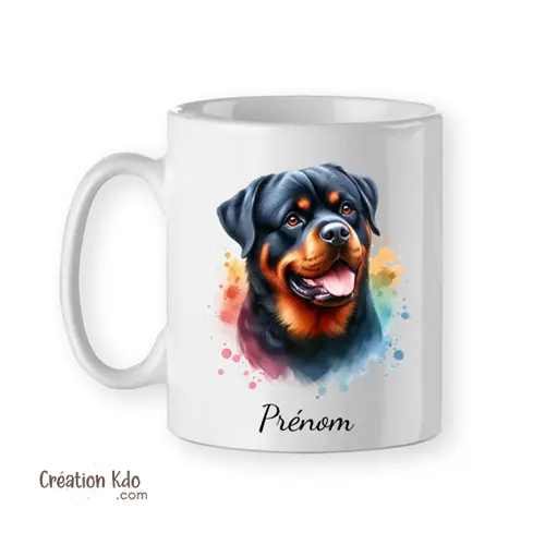 Mug Rottweiler motif coloré tasse chien personnalisable