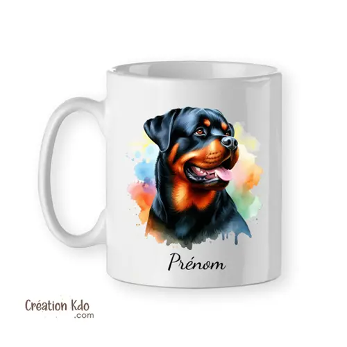 Mug Rottweiler portrait multicolore tasse chien portrait personnalisable
