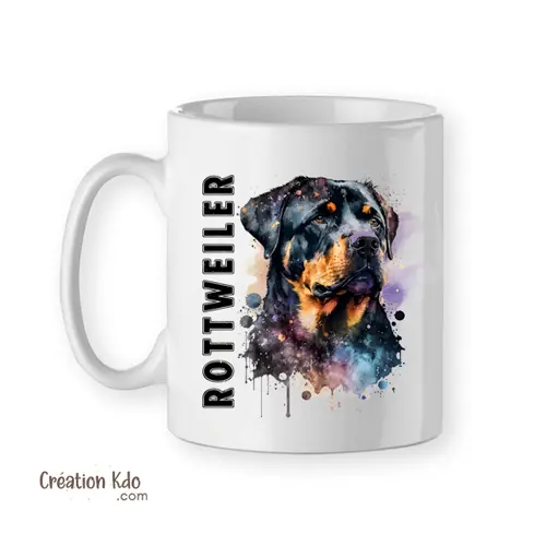 Mug Rottweiler Tasse chien portrait style aquarelle
