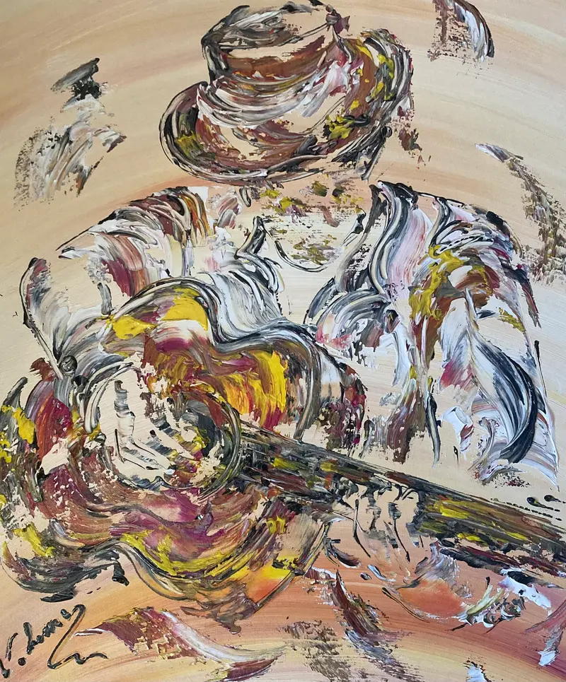 Musicien Guitare - Peinture sur toile 55x46cm