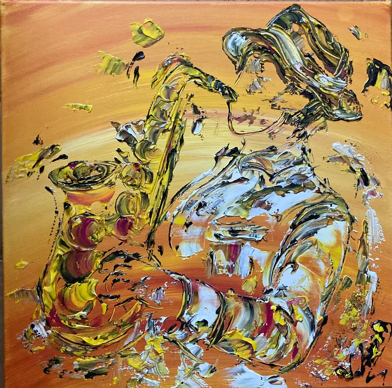 Musicien saxophoniste musique saxophone - peinture de 40x40 cm