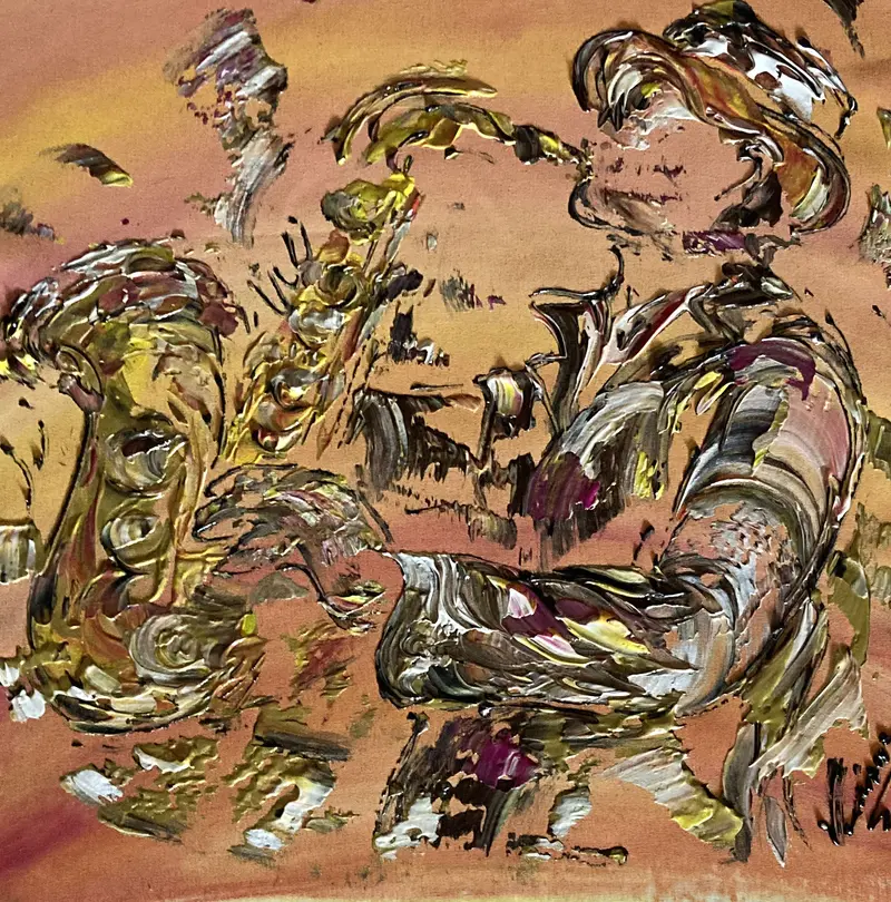 Musicien saxophoniste musique saxophone - peinture de 40x40 cm