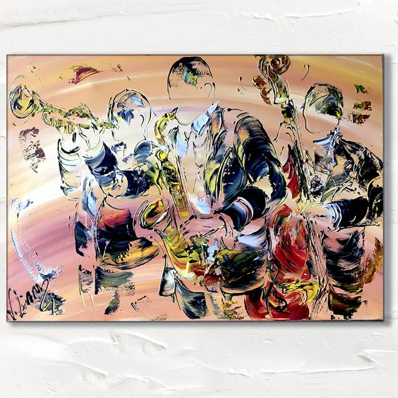 Musiciens Jazz - Peinture sur toile 50x70cm