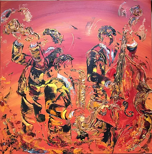 Musiciens Jazz - Peinture sur toile 60x60cm