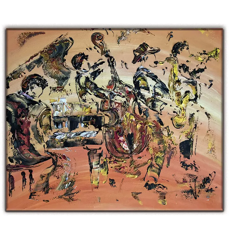 Musiciens - Peinture sur toile 55x46 cm