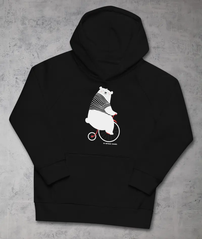 Nounours fait du vélo by Nathalie Jomard - Sweat à capuche écologique pour enfants