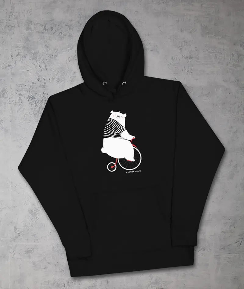 Nounours fait du vélo by Nathalie Jomard - Sweat à capuche premium unisexe